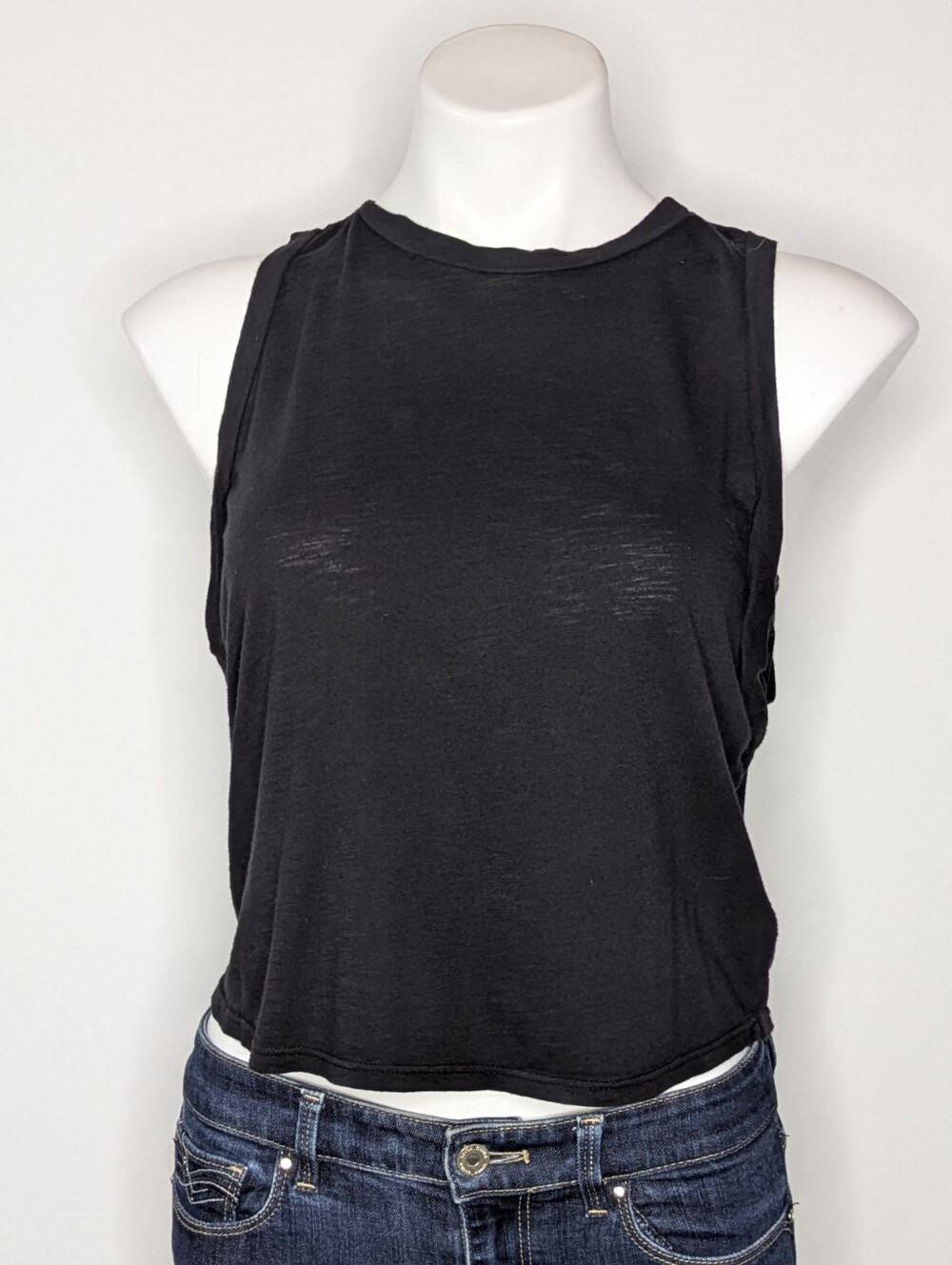 Anthro Daily Practice Black Sleeveless Sheer Lightweight Basic Tank Top XS